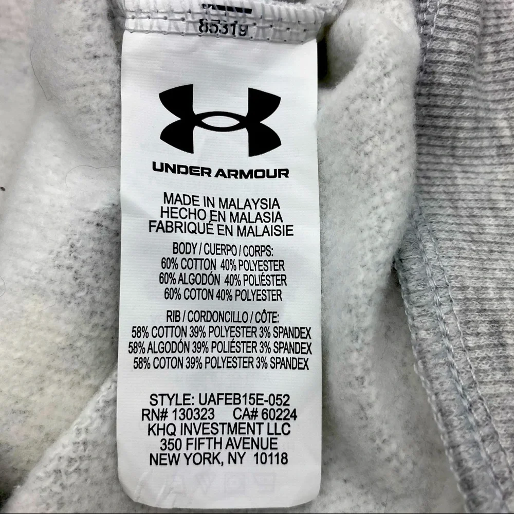 Under Armour Boys Long Sleeve Fleece Sweatshirt, Gray NWT - Picture 3 of 6